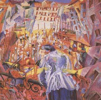 Umberto Boccioni The Noise of the Street Enters the House (mk09) oil painting image
